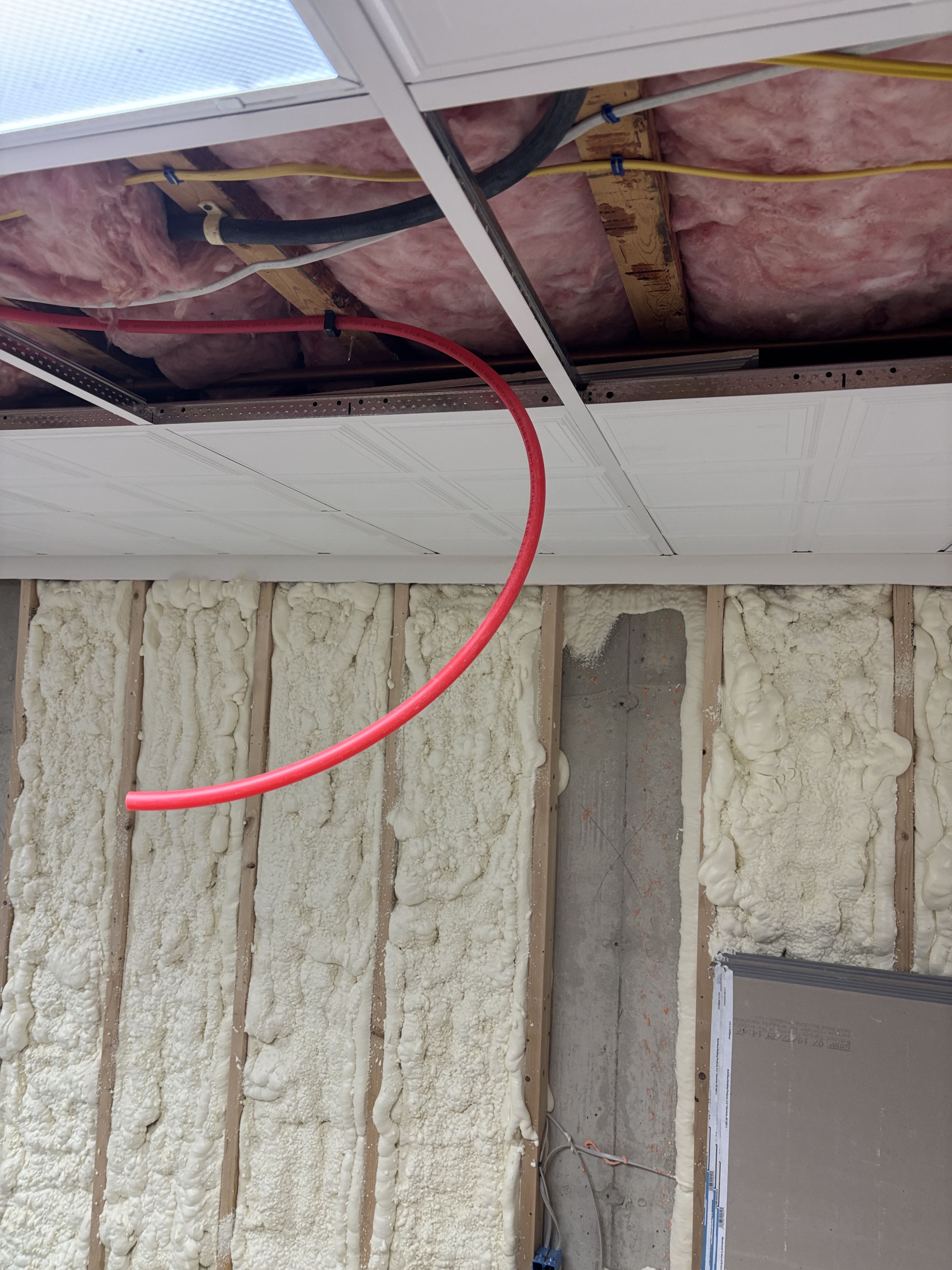 Basement foam insulation and drop ceiling grid